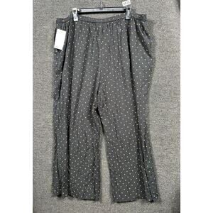 Nordstrom Rack Pants Womens 2X Black Rust Polka Dot Wide Leg Elastic Waist